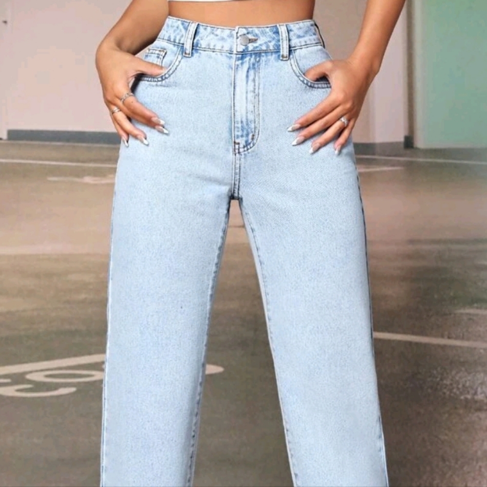 Petite Women High Waist Straight Leg Pants
